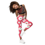 Red White & Green Strawberries  Polka Dots Pattern  Kid's Leggings