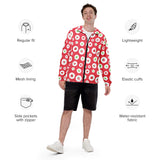 Red White & Green Polka Dot  Strawberries Pattern Men's Windbreaker
