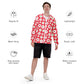 Red White & Green Polka Dot  Strawberries Pattern Men's Windbreaker