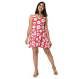 Red White & Green Polka Dot Strawberries Pattern Skater Dress